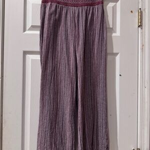 Linen Striped Wide-Leg Pants